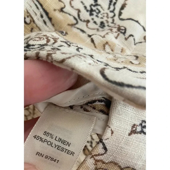 J. Jill Beige Floral + Paisley Print Linen Blend Collarless Blazer Jacket Medium - Picture 7 of 12